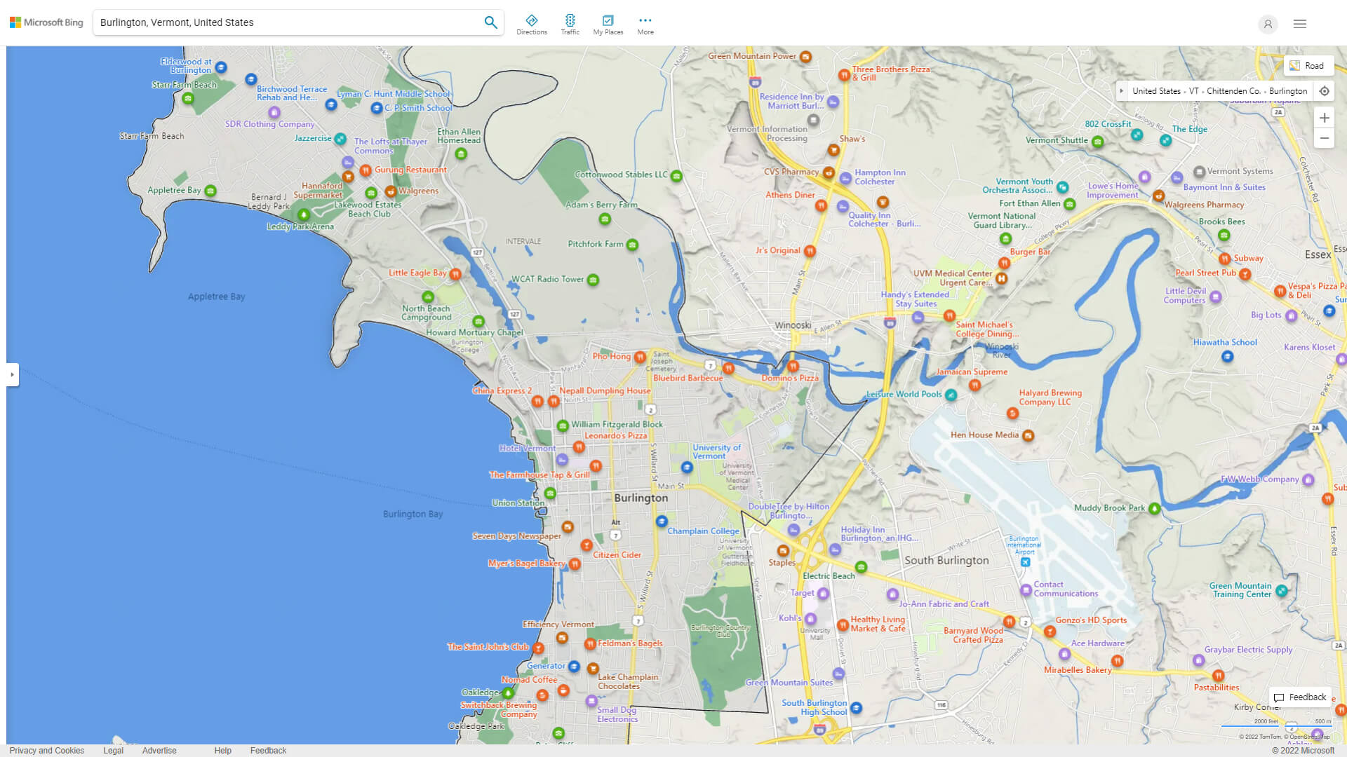 Burlington Detailed Map